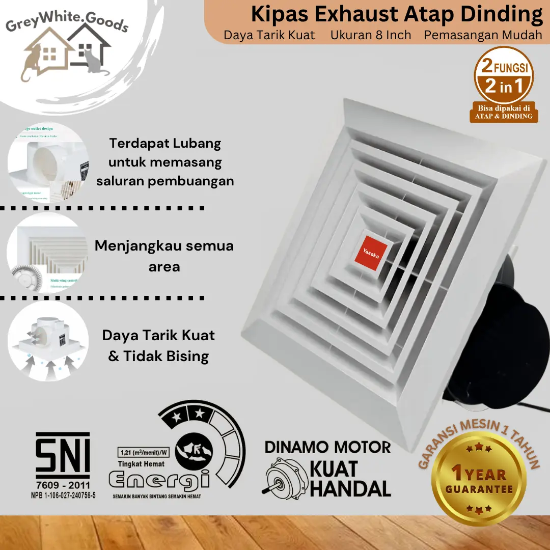 Exhaust Fan Kencang Kipas Exhaust Hexos Dinding Atap Corong Pipa Pembuangan Tembaga bergaransi