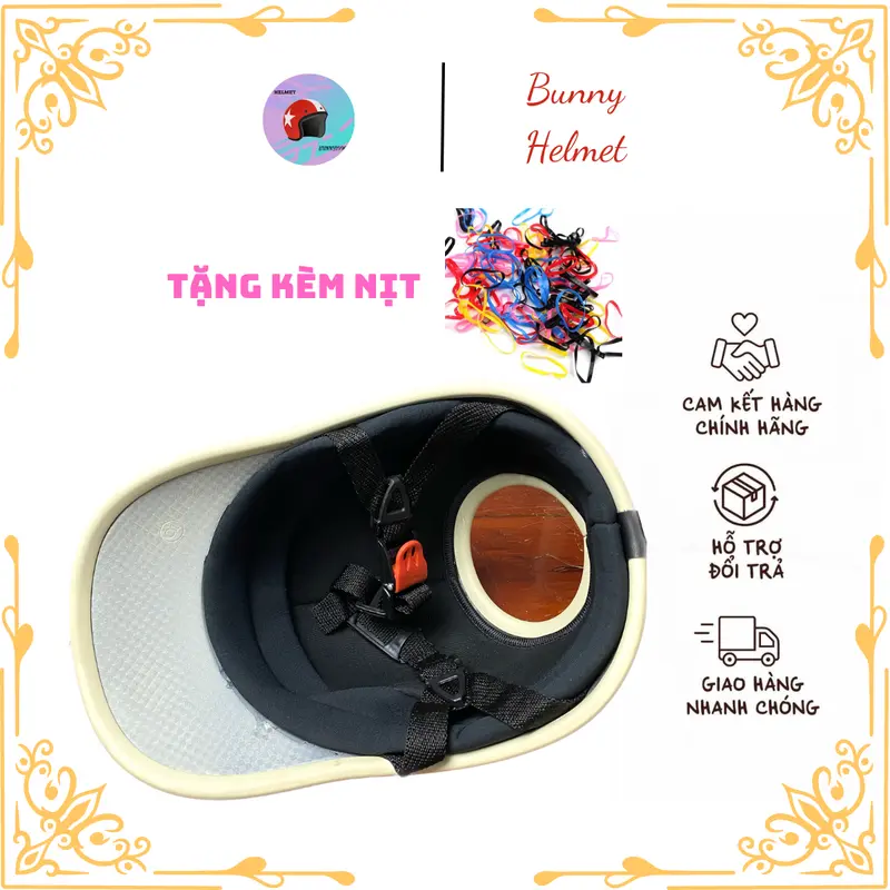 MŨ BẢO HIỂM khoét lỗ đỉnh TẶNG KÈM NỊT BUỘC TÓC thời trang,thích hợp tóc đuôi gà ,búi cao cho nữ Helmet 6