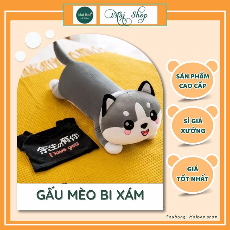 Gấu bông mèo bi xám gấu mèo Alaska kute đáng yêu thú nhồi bông mềm mịn kt 50cm
