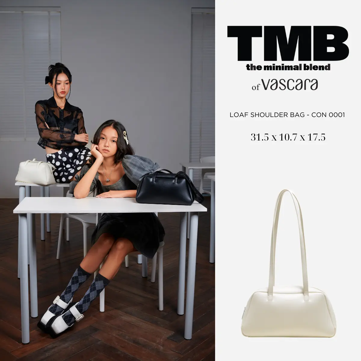 LOAF SHOULDER BAG màu kem CON 0001 - TMB of Vascara