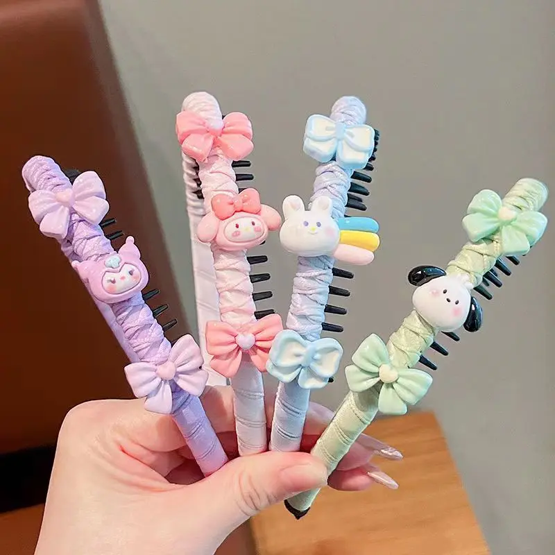 Băng Đô Cài Tóc Trẻ Em, Dành Cho Bé Gái, Chống Trượt, Thiết Kế Bện Hoạt Hình Kuromi, Dụng Cụ Hữu Ích, Phụ Kiện Tóc, Năm 2025