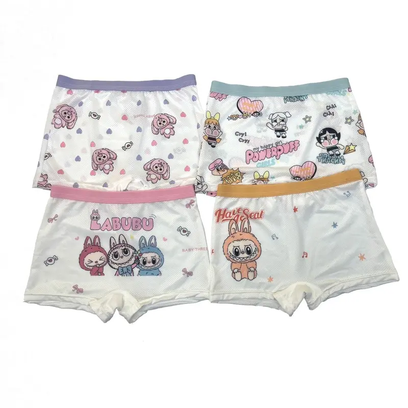 10-45kg Set 4 Quần Chip Bé Gái Lưới thoáng khí 2 Đáy họa Tiết Kuromi, gấu dâu, labubu cho bé gái từ 1- 16 tuổi 7