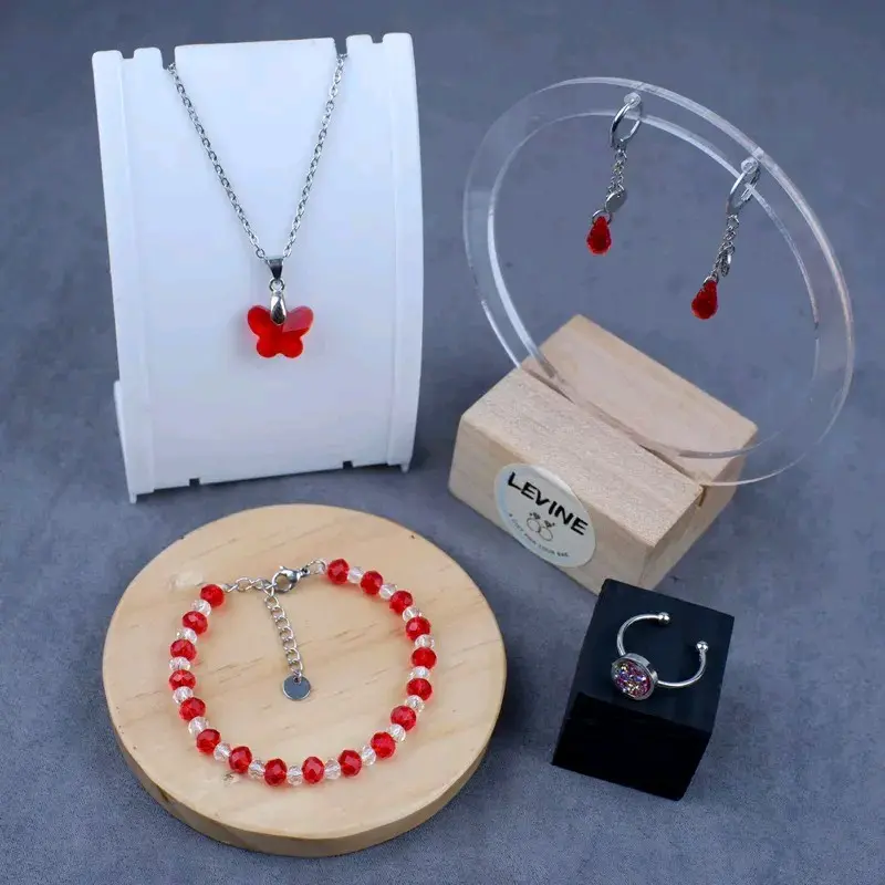 [Promo Big Sale] (Paket 08) Set Perhiasan Wanita Levine Permata Kalung Gelang Cincin Anting