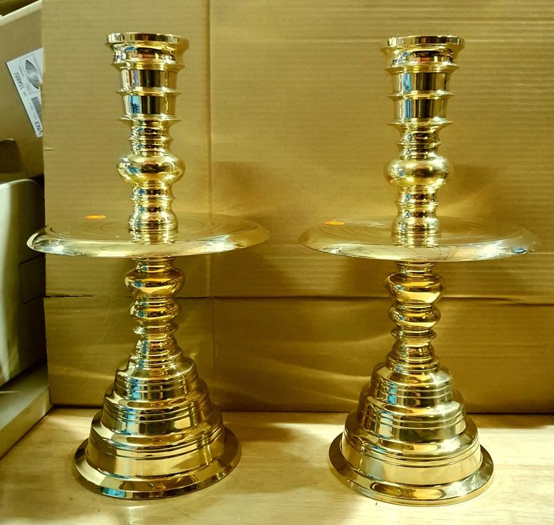 Cặp Chân Đèn Thờ Cúng Bằng Đồng cao 31cm