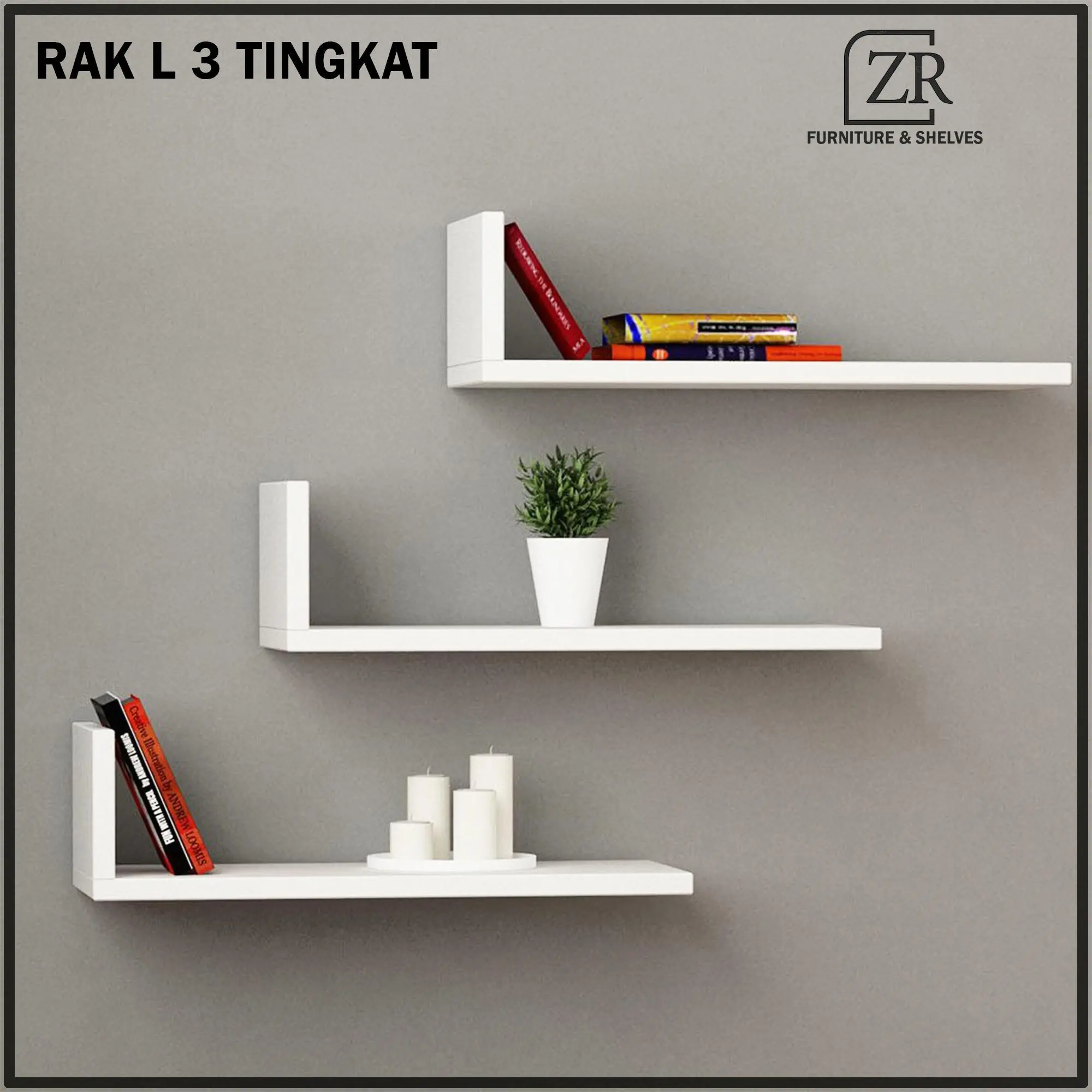 Rak Serbaguna Aesthetic Leter L  Isi 3 Pcs / Ukuran 40 X 15 X 10 Dapur