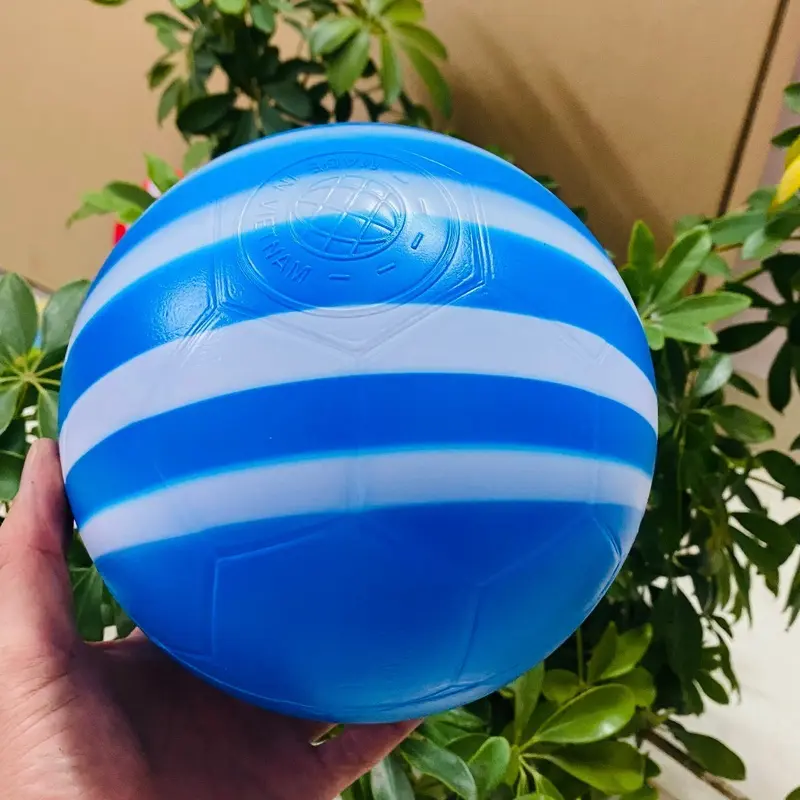 Bóng nhựa kẻ sọc 15cm-18cm Việt Nam cao cấp, bóng nhựa vận động đá bóng đồ chơi an toàn cho bé 4