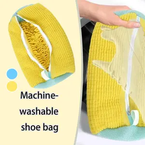 Tas Sepatu Cuci Jaring Cuci Katun Serat Halus Net Fluffy fibers Untuk Travel Organizer Laundry Bag