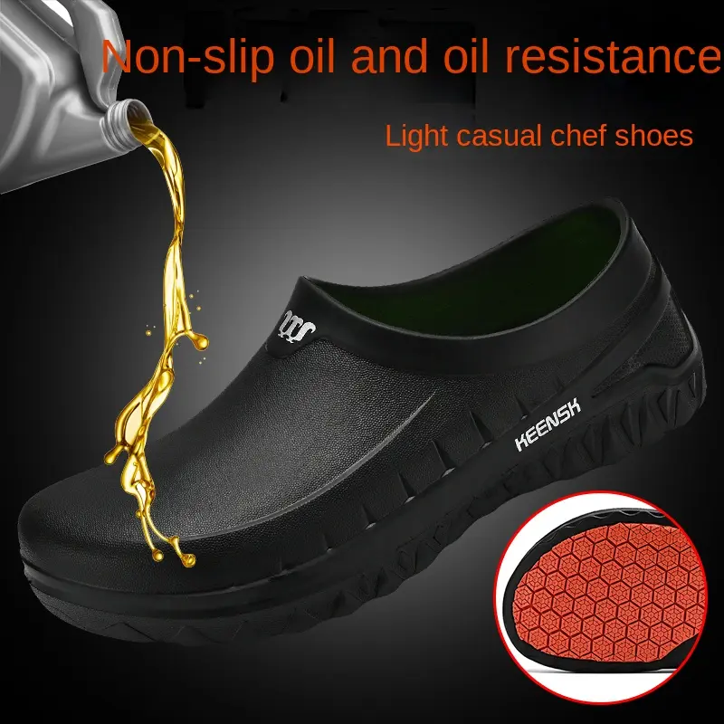 Kasut Chef Lelaki, Kalis Minyak, Tidak licin, Kasut Dapur, Kalis Air, Kasut Kerja, Tahan Haus, But Hujan