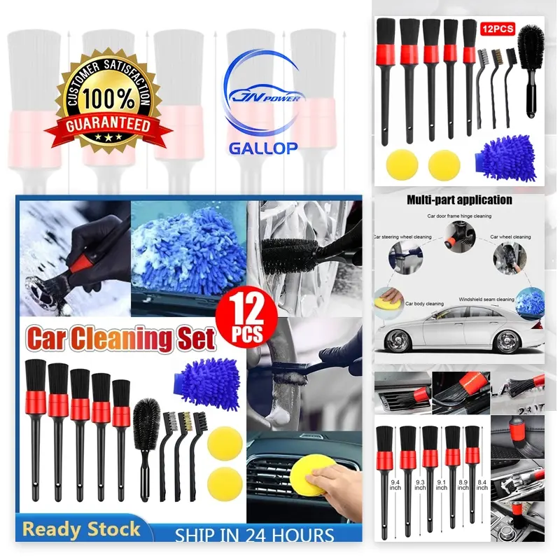 12pcs Car Cleaning Brush Kit Universal Car Seat Detailing Tire Wheel Rim Wash Tool D-723