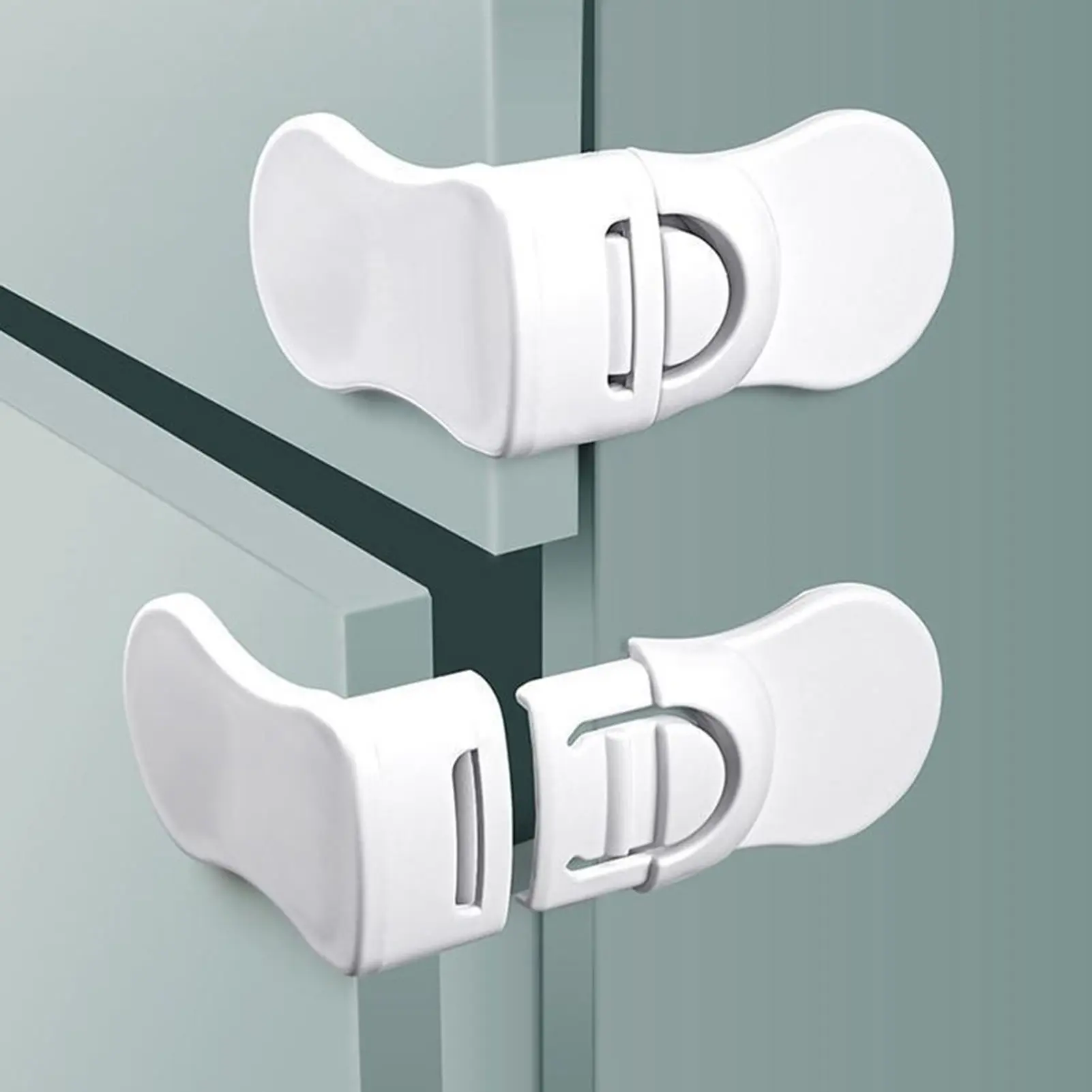 Trekords@2Pcs Baby Proof Drawer Lock Self-Adhesive Press Type Removable No Drill Heavy Duty One Hand Children Proofing Cabinet Fridge Door Safety Lock Latch Home Supplies