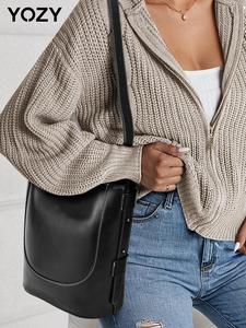 YOZY Women's Solid Color Seam Detail Shoulder Bag, Fashionable Pu Leather Crossbody Bag for Daily Commute, Casual Trendy Versatile High-quality Daily Commuting Bag