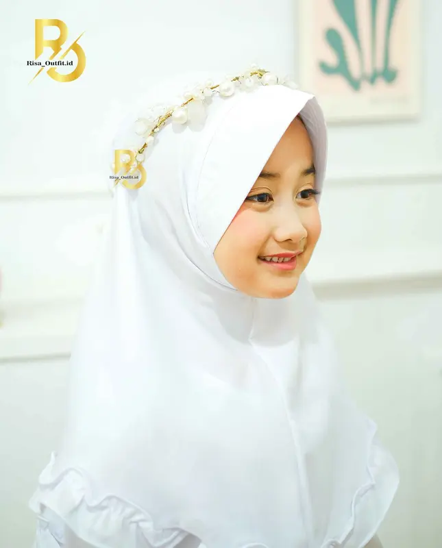 Hana Gamis Anak Perempuan Set Hijab / Gamis Putih Anak Manasik Haji / Baju Lebaran 2024 Anak Cewek 5
