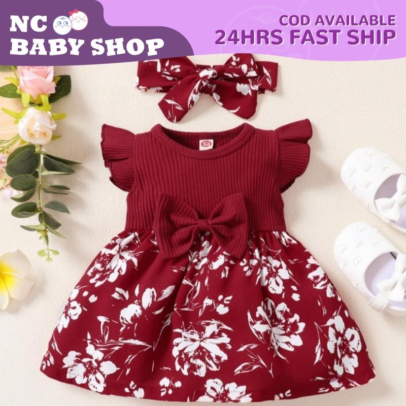 Gaun Merah Untuk Bayi Perempuan NC Lengan Terbang Dengan Destar gaun-merah-untuk-bayi-perempuan-nc-lengan-terbang-dengan-destar