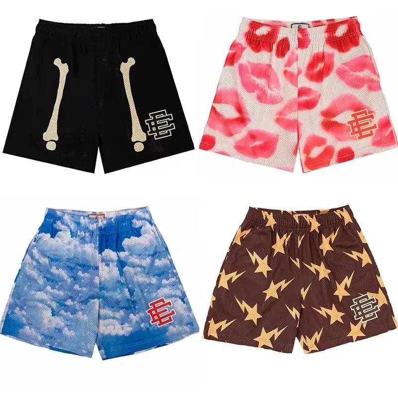 2025 New Summer Eric Emanuel EE Basic Mesh Short Classic Floral Printed Gym Shorts Men's Gym Basketball Sports Beach Shorts