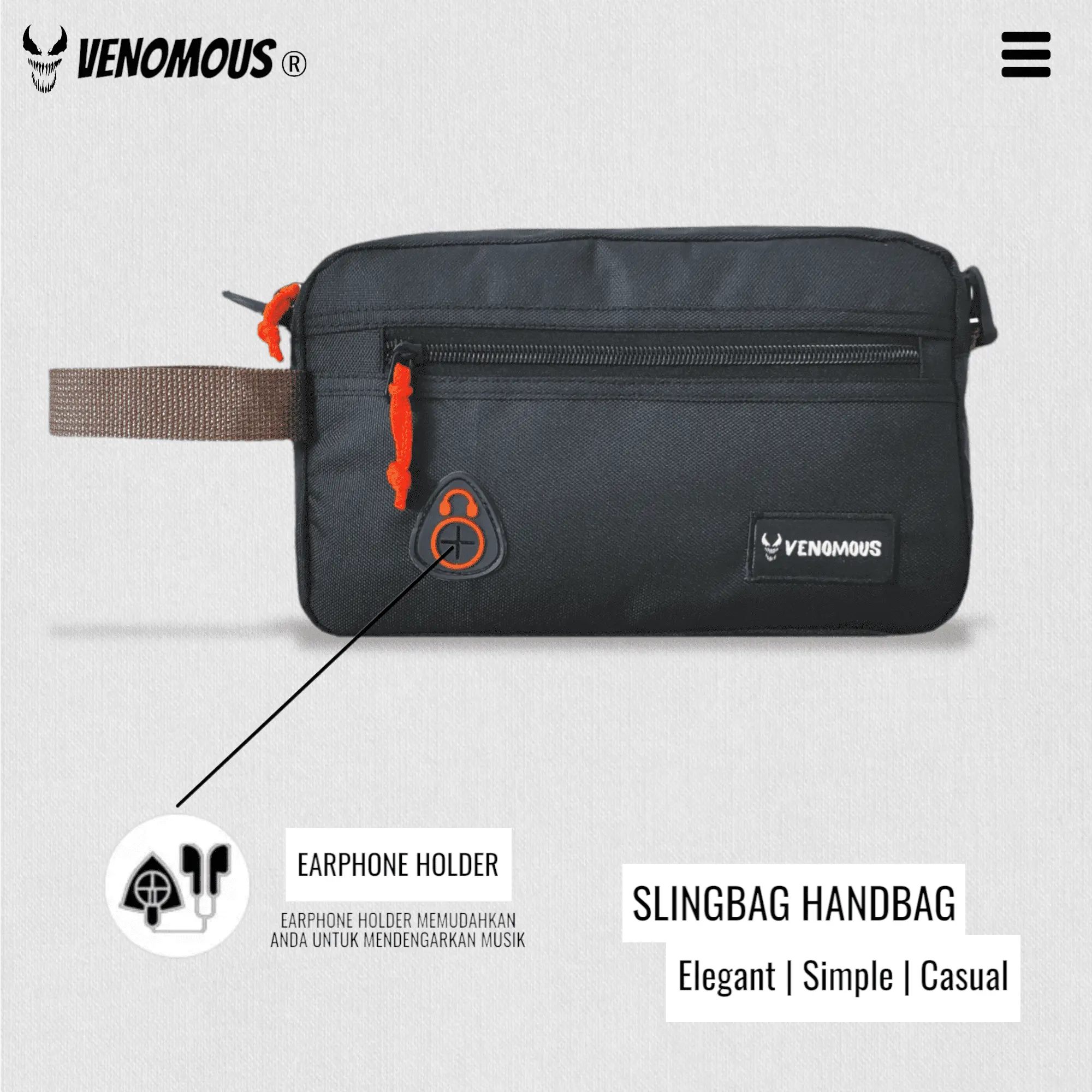 Tas Selempang Pria Wanita Handbag Trendy - Black