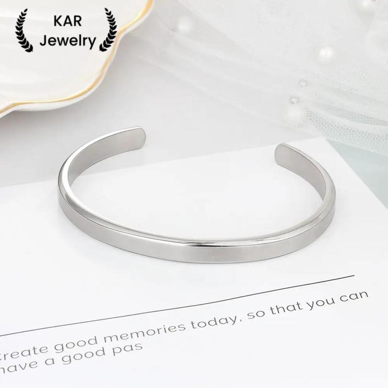 Vòng đeo tay Cuff, Màu bạc cho nam và nữ, Chất lượng thép không gỉ, Phong cách Punk, Vòng đeo tay, Trang sức titan