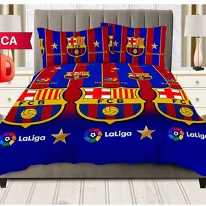 Set Sprei Putri Ayu Motif Bola Barcelona Disperse dengan Karet di Setiap Sudut - Ukuran 90x200 - Guling