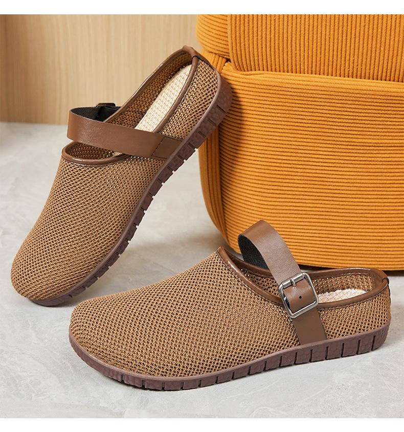 Product Introduction of Sandal Kasual Wanita, Ketibaan Baru pada 2025, Serbaguna, Gaya Retro, Tapak Lembut, Gaya Ins, Bahan Jaringan Luar, Kaki Tertutup, Selipar Separuh 18