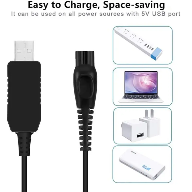 Cáp sạc 15V cho Máy cạo râu Philips, Dây nguồn thay thế USB, Thích hợp cho bộ sạc dao cạo Philips HQ8505, Norelco 9700, 9300, 8900 8