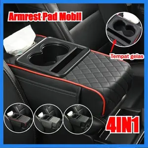 Paket 4 dalam 1 Aksesori Pemayun Mobil: Kotak Tisu, Tempat Botol, Sandaran Tangan Kualitas Tinggi, Pelindung Pemayun, dan Penutup Kulit Sandaran Tangan untuk Kursi Mobil