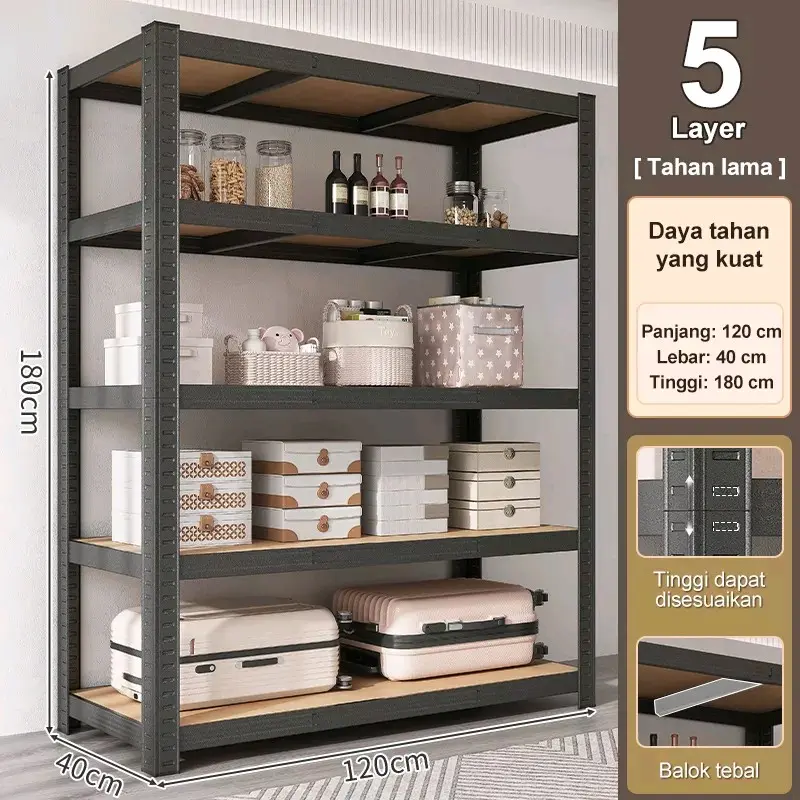 Rak Besi Siku 5 Layer/ Rak Besi Layer/ Rak Gudang / Rak Layer / Rak