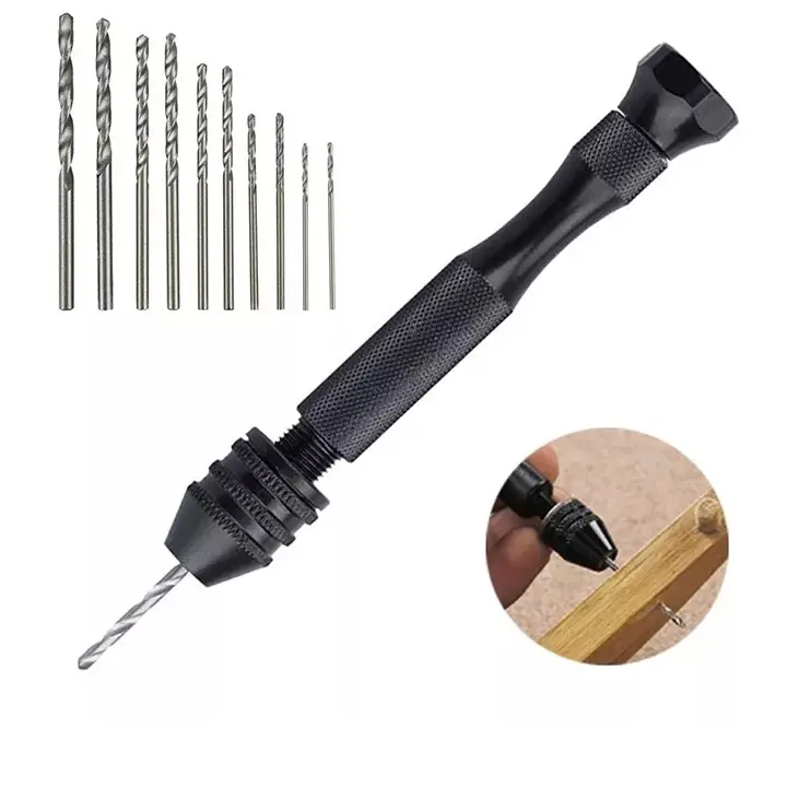 Set máy khoan cầm tay và 10 mũi khoan tiện lợi 0