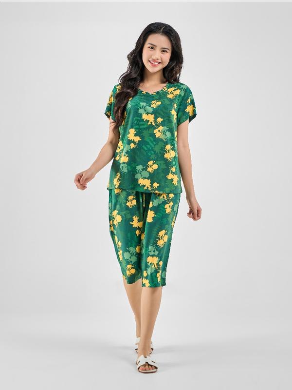 WINNY - Bộ mặc nhà nữ WINNY cộc tay quần ngố chất lanh 2MNLA23039N 5