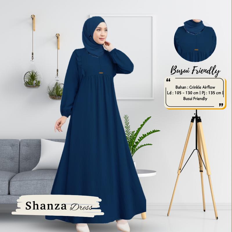 GAMIS POLOS MATT CRINKLE AIRFLOW DRESS CRINKLE CASUAL / SHANZA DRESS BUSUI / GAMIS JUMBO WANITA 3