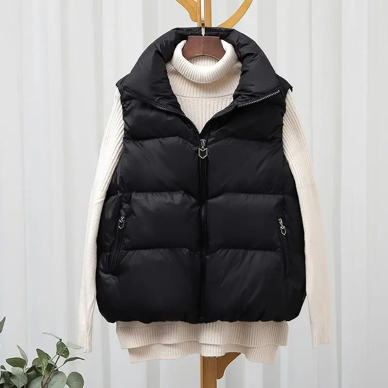 Áo Vest Bông Lông Vũ, Hàng Mới Về Mùa Thu Và Mùa Đông, Dành Cho Nữ, Kiểu Dáng Ngắn, Phong Cách Hàn Quốc, Dáng Rộng Vừa Vặn, Có Thể Mặc Ngoài Trời, Không Tay, Thích Hợp Cho Học Sinh, Áo Gi-lê, Áo Mặc Bên Ngoài