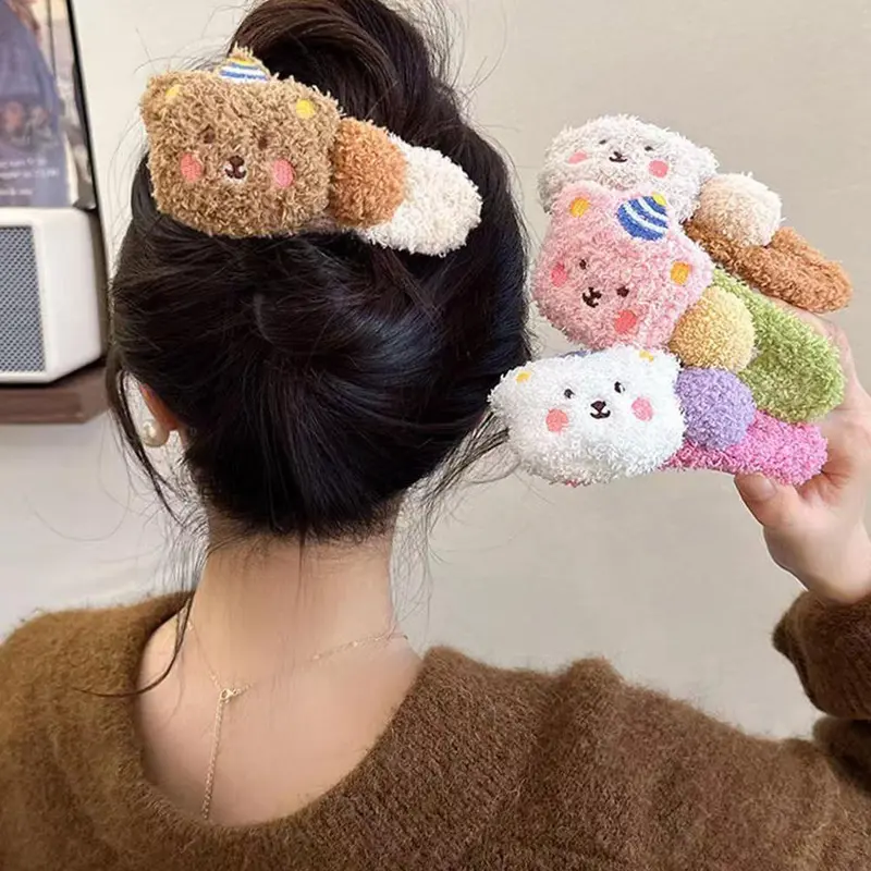 Kẹp Mỏ Vịt Ngoại Cỡ Nhồi Bông Gấu Kem Hoạt Hình Dễ Thương, Kẹp Tóc Ấm Áp Tạo Không Khí Mùa Thu Và Mùa Đông, Hàng Mới Về 2025, Kẹp Nhồi Bông Cho Bé Gái Phía Sau Đầu, Kepto Cnotieuthu 0