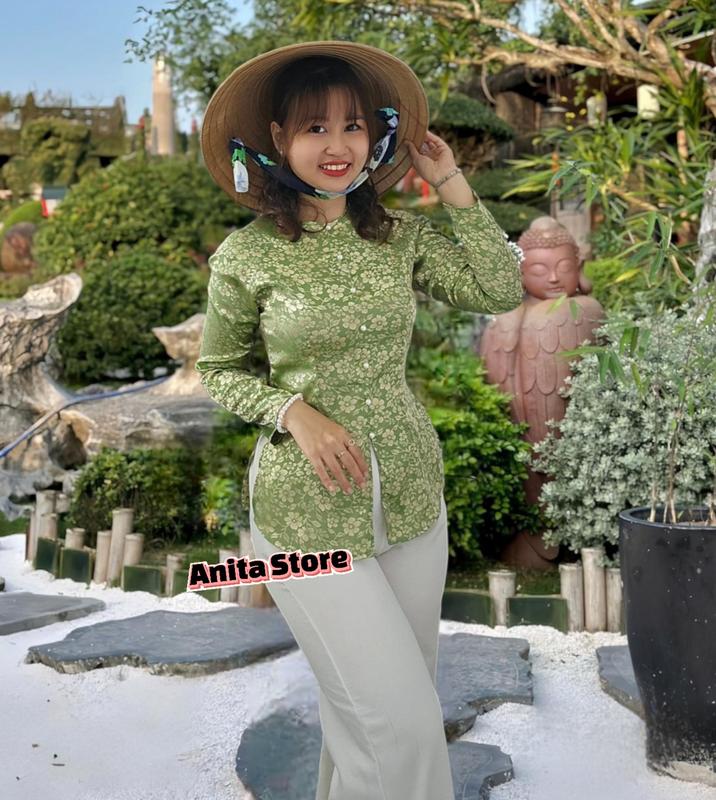 Anita Store-Áo Lẻ Bà Ba Lụa Hoa Tay Dài Cao Cấp.Áo lẻ LỤA HOA CÚC NGỌC CAO CẤP.Áo lẻ bà ba nhẹ nhàng duyên dáng. Áo bà ba đi chùa đi chơi(Ảnh thật shop chụp) Top Nữ Sơ Mi Nhung Women Voi Sen Voan Kem Shirt