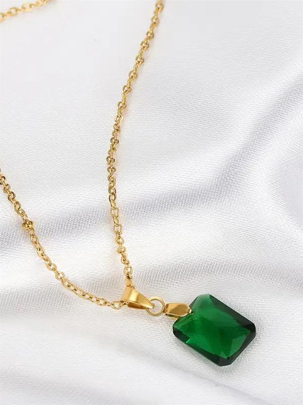 Elegant Artificial Gemstone Decor Pendant Necklace for Women & Girls, Fashion Jewelry for Party, Daily Neck Decor, Trendy All-match & Exquisite Jewelry for Birthday Gift 3