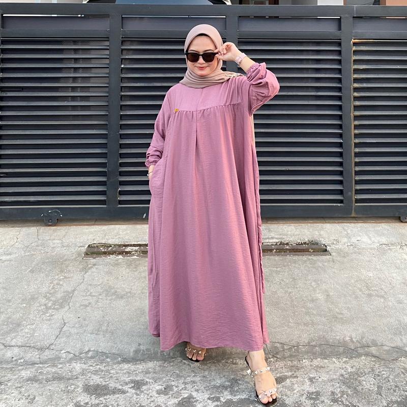 ALIKA GAMIS MUSLIMAH POLO LINEN PREMIUM ZIPER BUSUI FRIENDLY LD 120cm 2