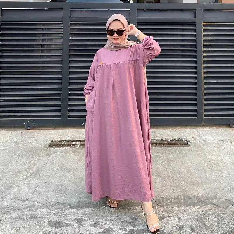 ALIKA GAMIS MUSLIMAH POLO LINEN PREMIUM ZIPER BUSUI FRIENDLY LD 120cm 1