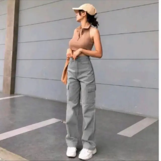 CELANA JEANS HIGHTWAIST CARGO PREMIUM 0