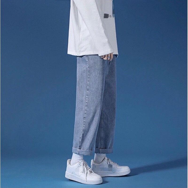 Quần Jeans Nam Basic Unisex ,Form Baggy ,Chất Bò Không Giãn , Dày Dặn , Mềm ,Thời Trang Hot 2