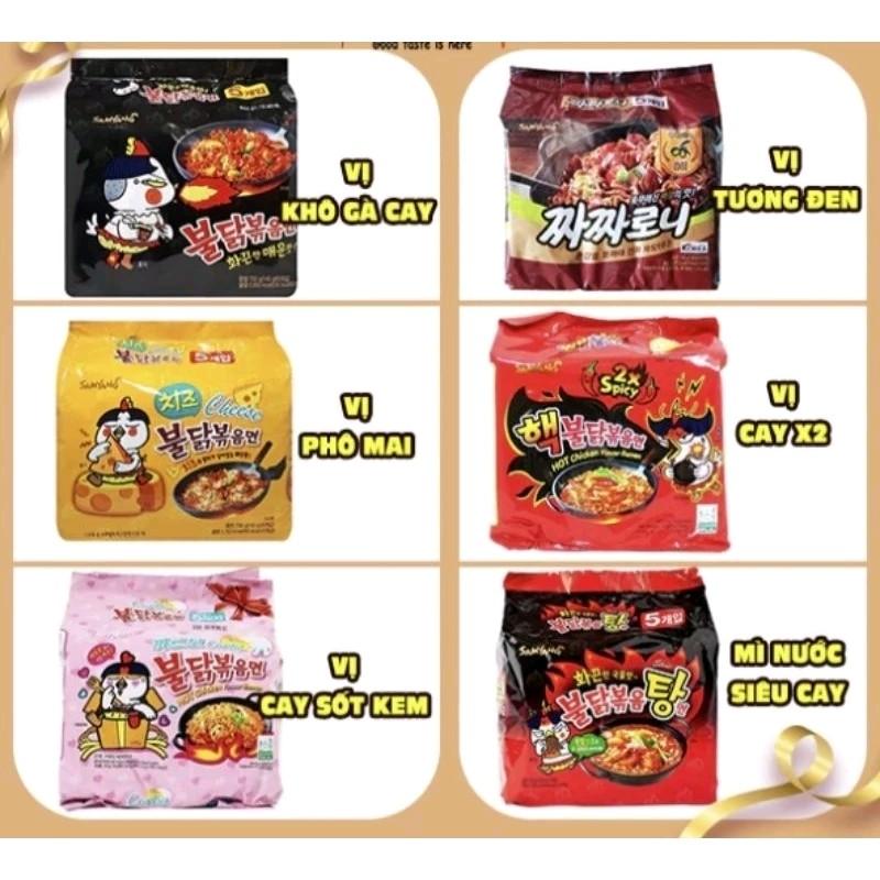 Lốc 5 Gói Mì Cay Samyang Hàn Quốc - Hương Vị Nồng Cháy nhiều vị Trải Nghiệm Mì Hấp Dẫn! 140g
