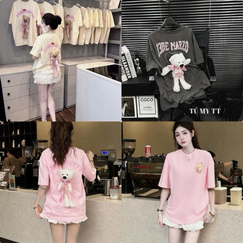 Áo Phông In Hình Kèm Gấu Sau Lưng 13DE Cực Hot Hit Chất Mềm Mịn