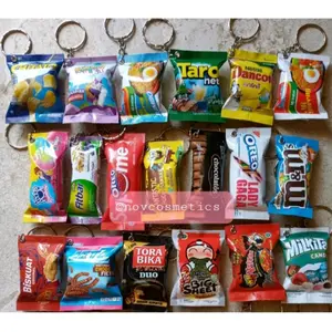 (4pcs) Gantungan Kunci Miniatur Tempelan Magnet Kulkas Snack Bahan Aluminium Foil Ring Standart