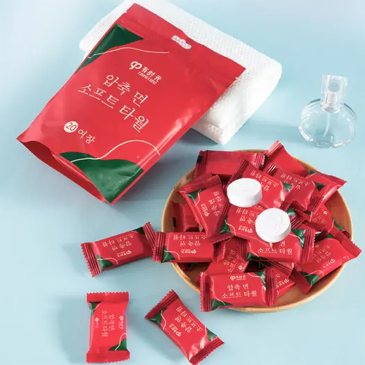 Combo 5 Túi 100 Viên Khăn Mặt Giấy Nén Rửa Mặt Dạng Viên Kẹo Hàn Quốc, Khăn Nén Ướt Dạng Viên Túi 20 Viên Khăn Mặt