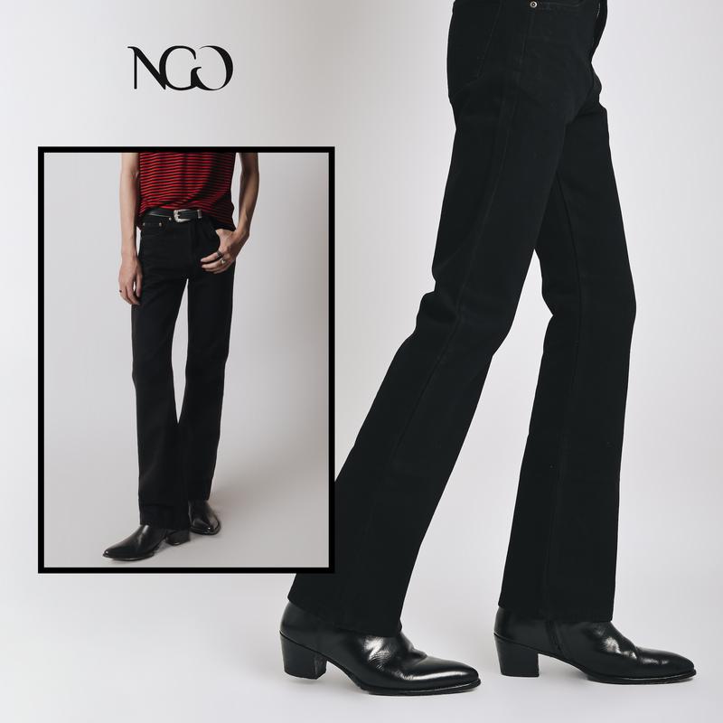 NGOclothing Quần jeans nam Ống Loe màu Đen - Black Flare Jeans
