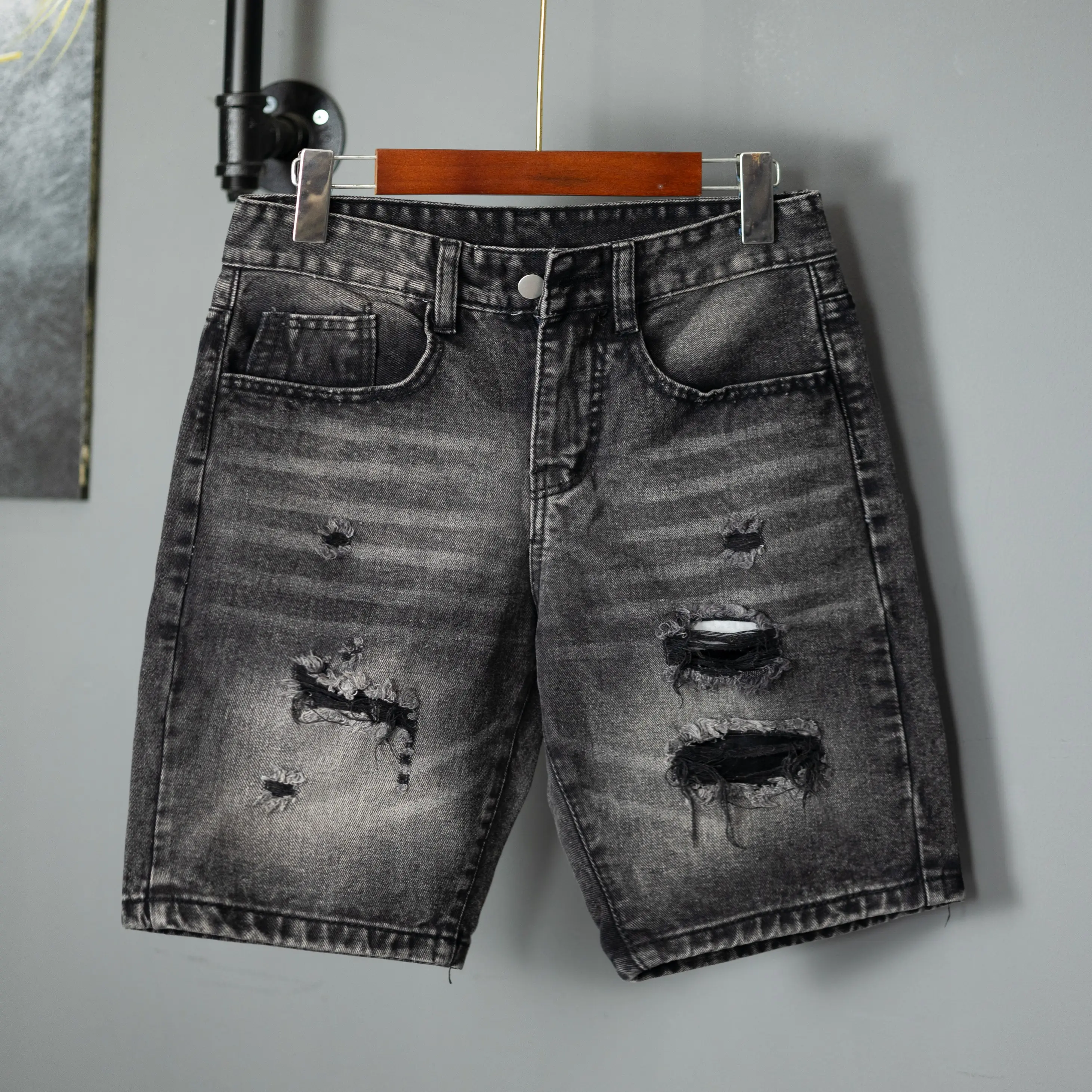 QUẦN SHORT JEAN NAM MÀU XÁM ĐEN RÁCH, PHONG CÁCH TRẺ TRUNG THOẢI MÁI MÃ QJS08 Menswear