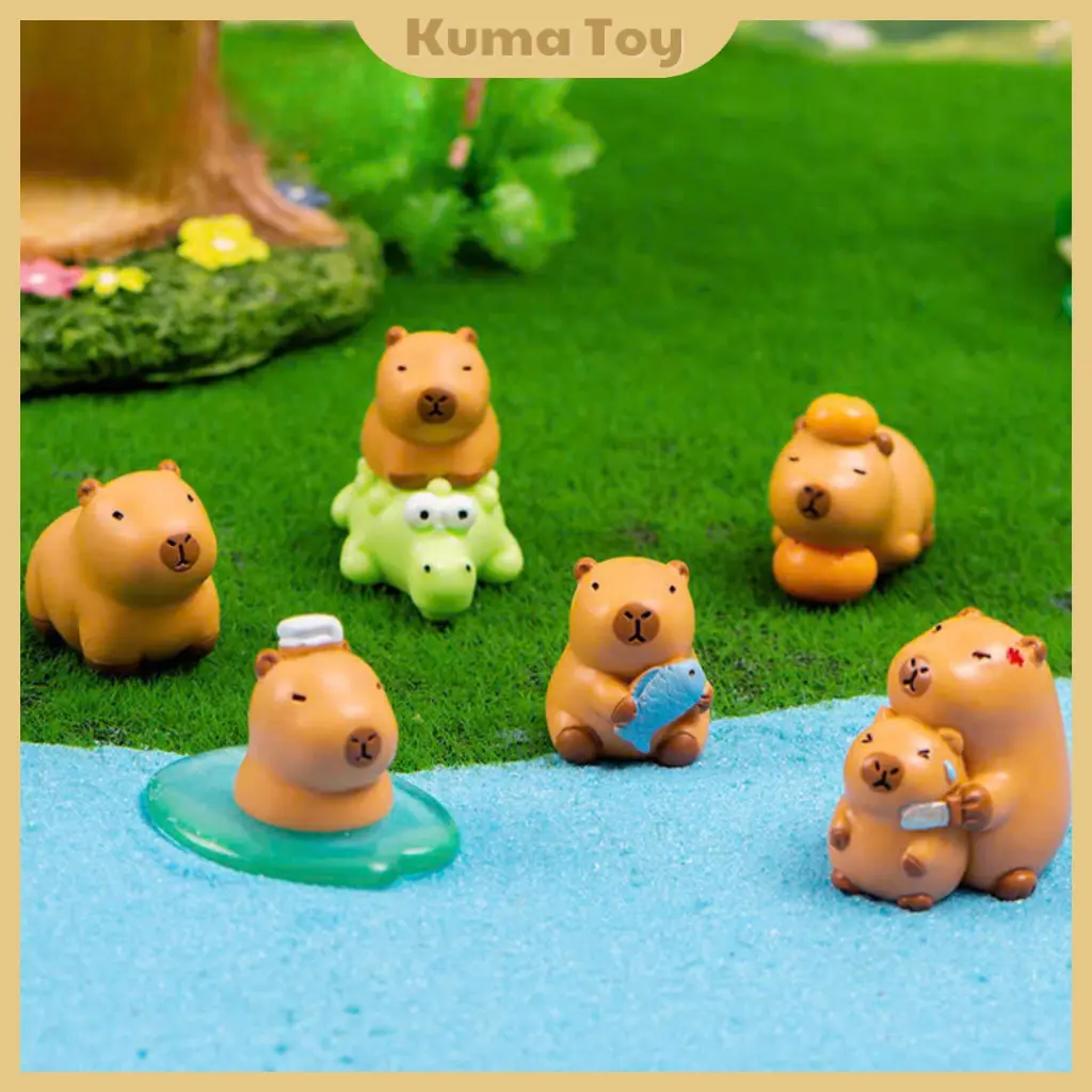 [Bán lẻ] Bộ mô hình mini Capybara chuột lang nước - tượng capy trang trí bàn học, kệ sách, quà tặng