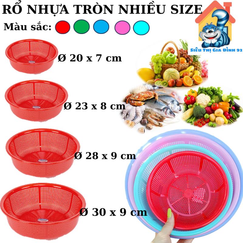 Rổ nhựa tròn Duy Tân rổ nhựa lỗ nhỏ đủ size Rổ đựng rau lẩu rổ đựng hoa quả