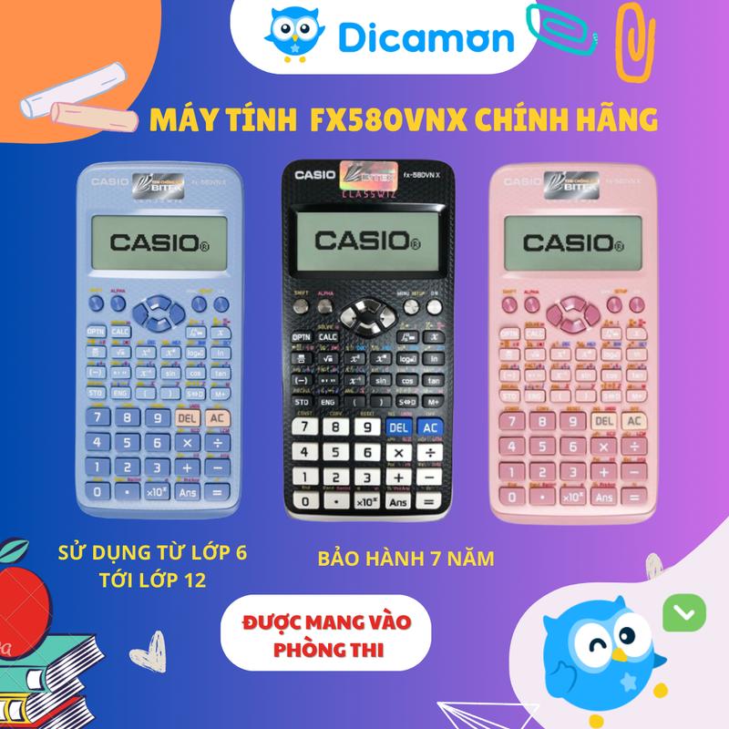 Máy tính Casio FX-580VNX chính hãng được mang vào phòng thi, bảo hành 7 năm- Màu Xanh, Trắng Đen, Hồng Tím