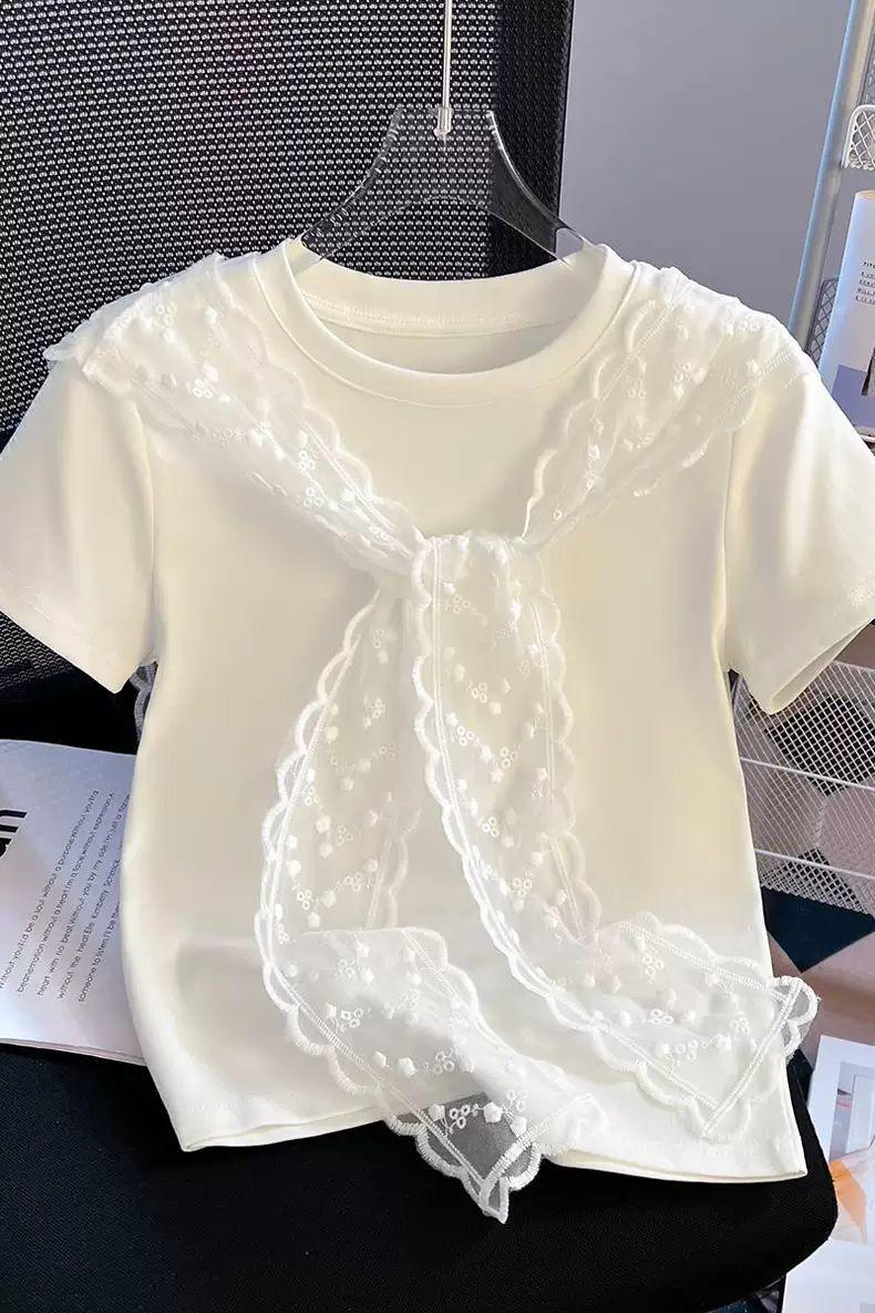 Product Introduction of Áo Thun ngắn Tay Áo Cho Nữ, Khăn Choàng Ren Nóng Bỏng, Áo Dệt Kim Ngắn, Thiết Kế Độc Đáo Hàng Mới Về Mùa Hè 2025 8