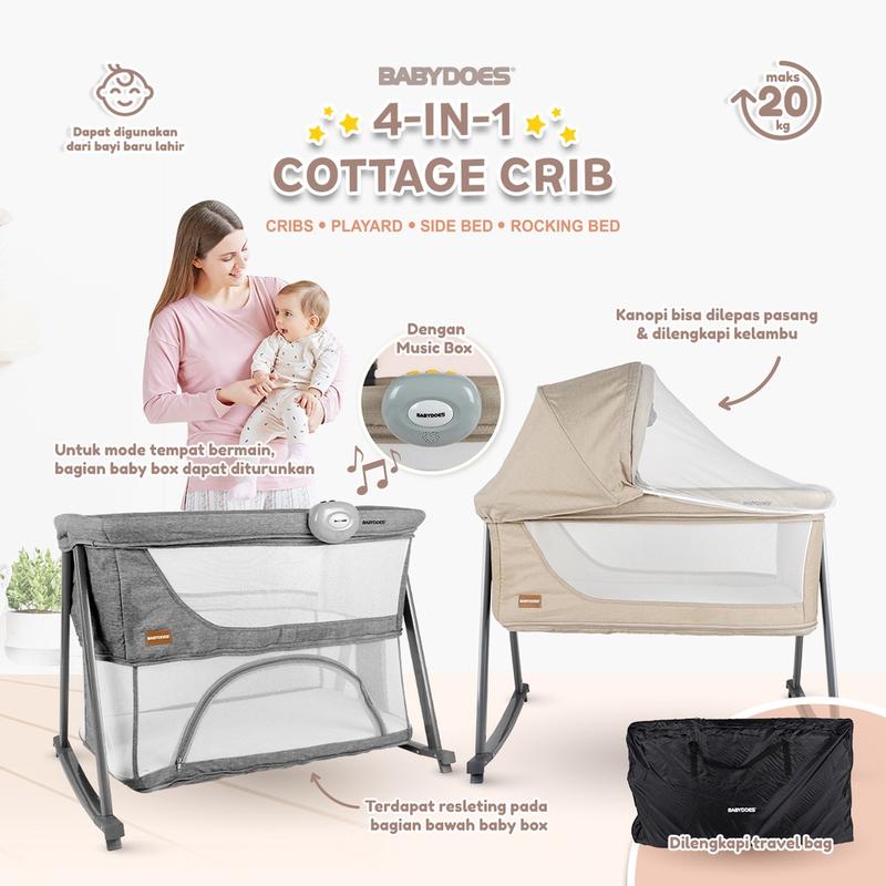 Product Introduction of Tempat Tidur Anak Babydoes CH 1692 4in1 Cottage Crib dengan Rocking dan Travel Bag - Bed Ranjang 0