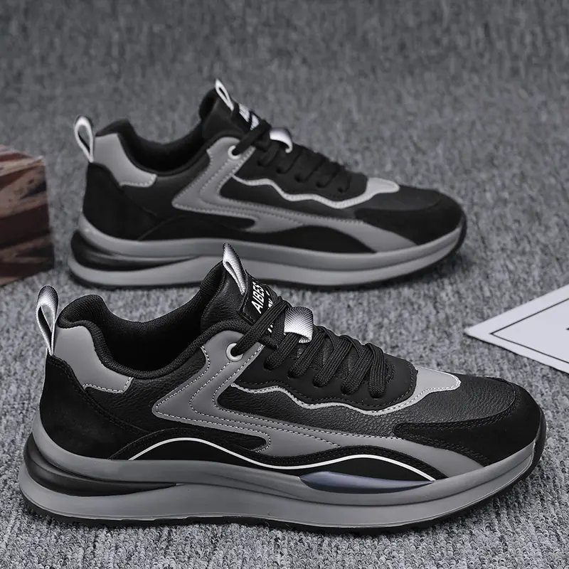 Men Shoes Black Korean Sneakers for Men Low cut Rubber Shoes Mens Fashion Casual Running Sport Shoes Non-slip Waterproof