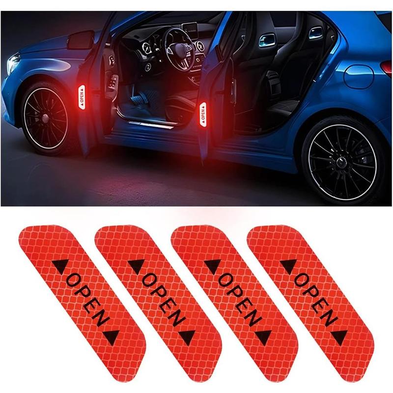 4 count Reflective Open Stickers for Door, Night Visibility Auto Safety ...