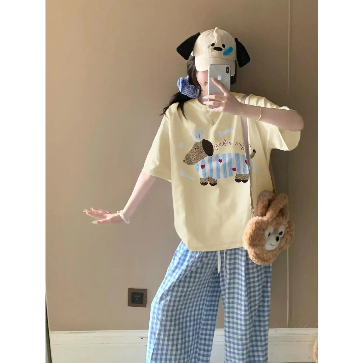 Áo Thun ngắn Tay In Hình Chó Dachshund, Màu Mơ, Không Vón Cục, Dáng Rộng Vừa Vặn, Áo Thường Ngày Cho Nữ, Hàng Mới Về Mùa Hè